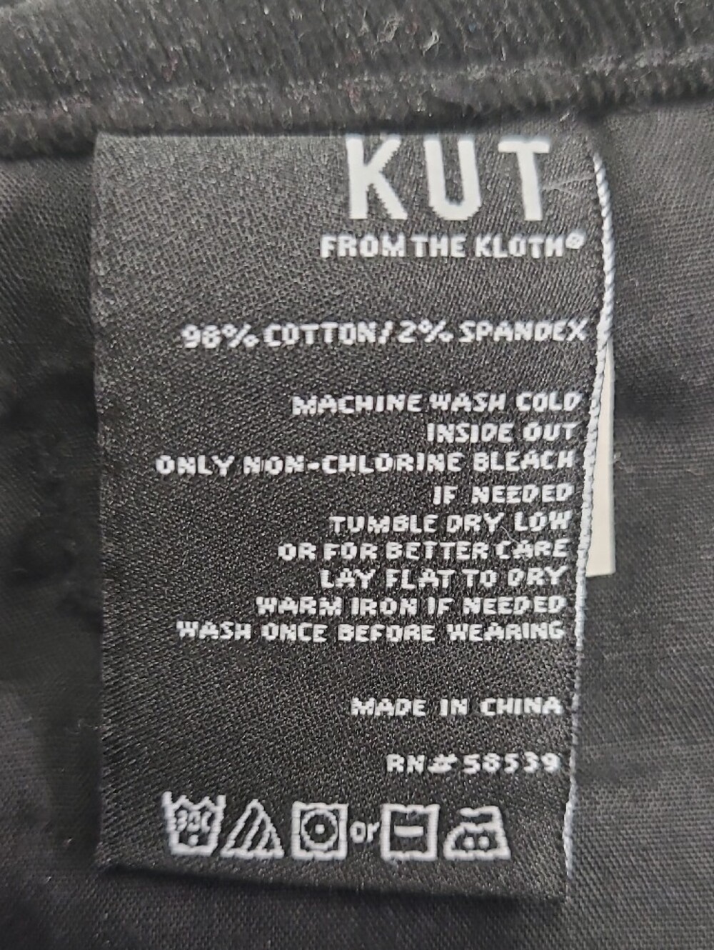 KUT From The Kloth Catherine Boyfriend Corduroy Pants Black Size 6 High Rise - Picture 6 of 8